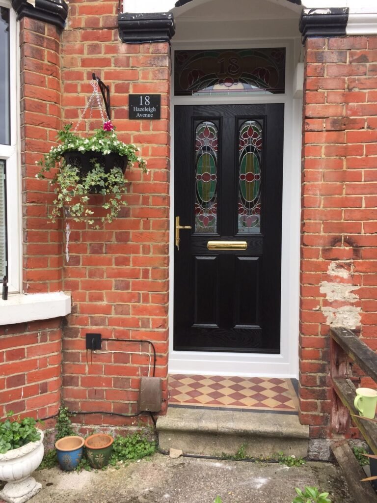 a new door with bespoke glass installed in Southampton