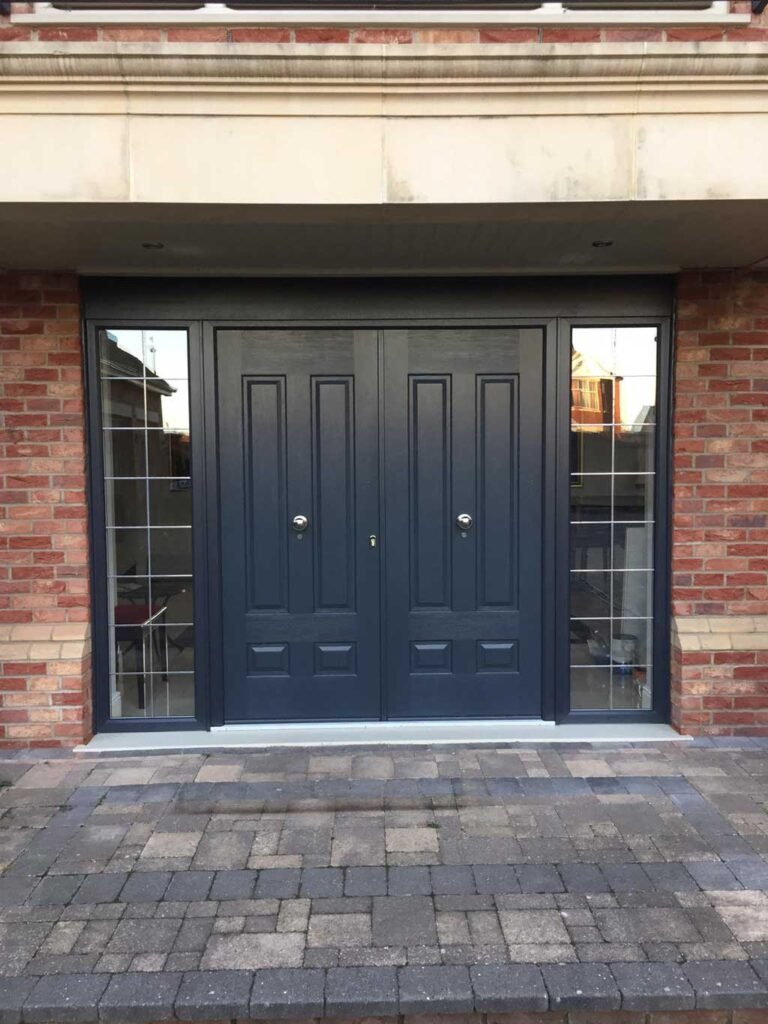 double anthracite grey composite doors with side panels