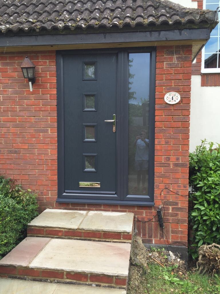 modern grey composite door with side panel