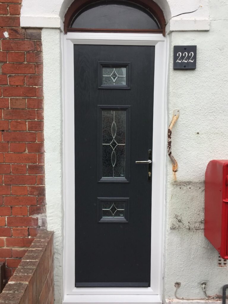narrow modern black composite door